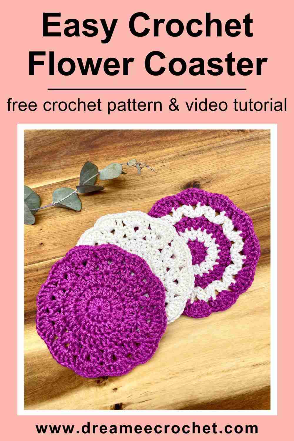 Free Crochet Flower Coaster Pattern & Video Tutorial Dreamee Crochet