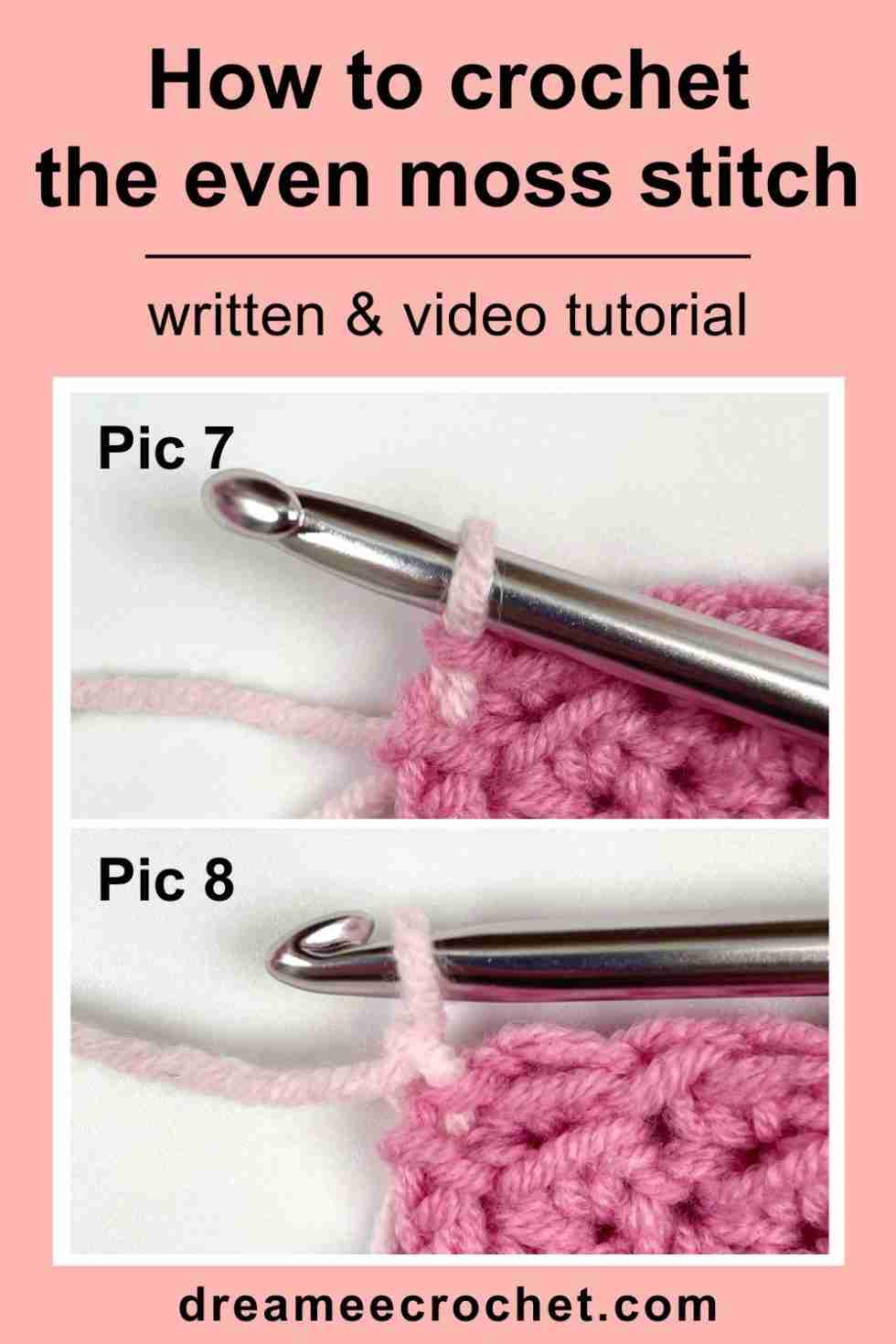 How to Crochet Even Moss Stitch: Easy Beginner Tutorial - Dreamee Crochet
