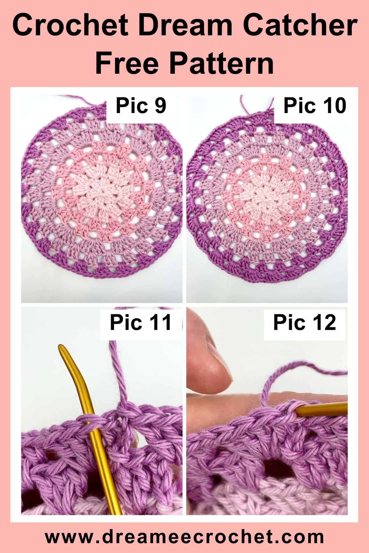 Crochet dream catcher free pattern, Easy crochet wall hanging pattern