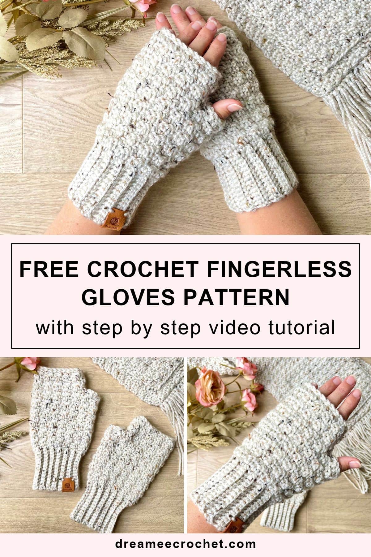 Chunky crochet fingerless mittens free pattern and video tutorial